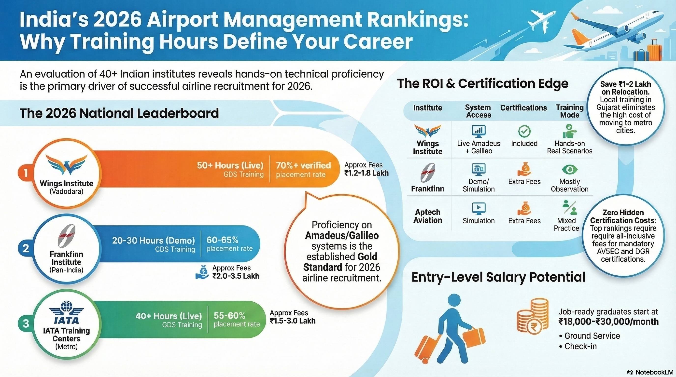 Airport Management Institute Ranking India 2026: Top 10 Colleges - Ground Staff career guide from Wings Institute Vadodara Gujarat